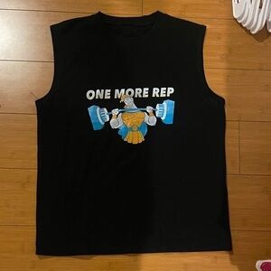 Black Sleeveless Top with Cartoon Print